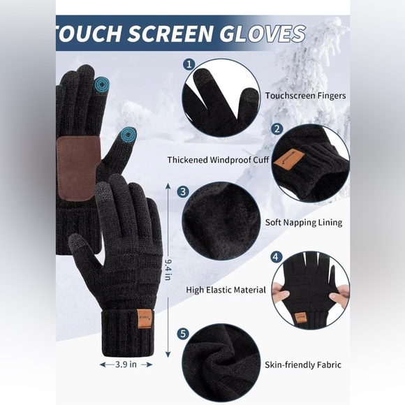 2024 Mens Hat Scarf and Gloves Set Winter, 3 in 1 Warm Set - Picture 3 of 8